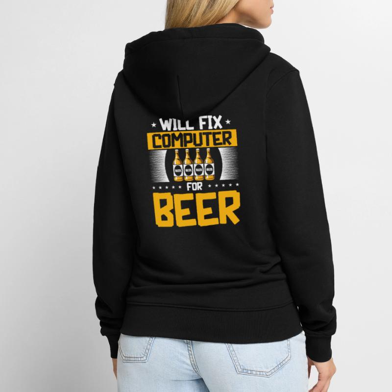 Will Fix Computer Beer Programmierer IT Support Unisex Premium Bio Zip Hoodie