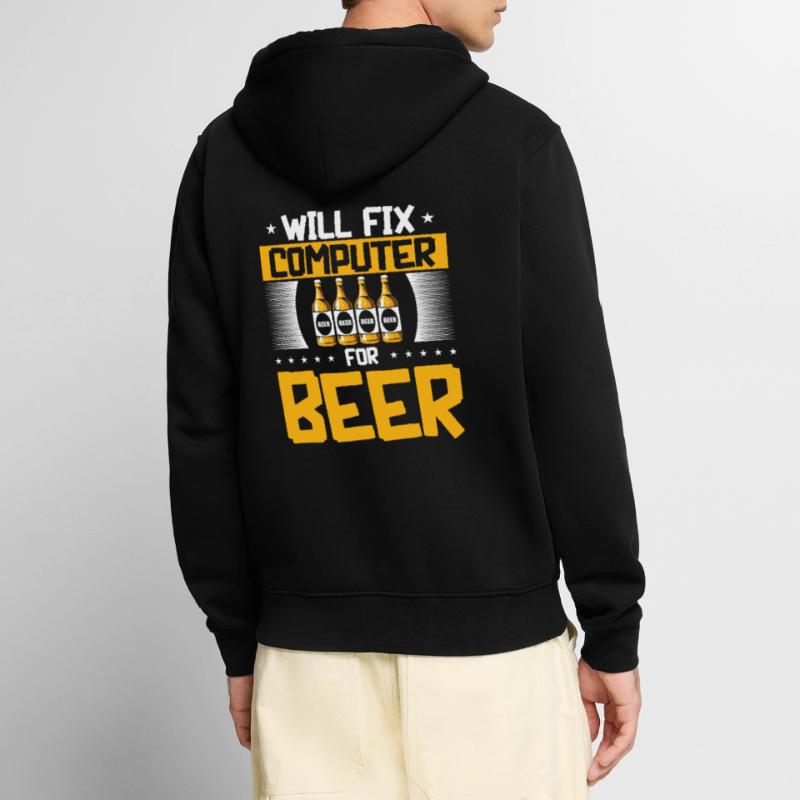 Will Fix Computer Beer Programmierer IT Support Unisex Premium Bio Zip Hoodie