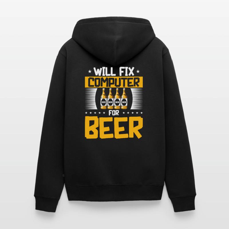Will Fix Computer Beer Programmierer IT Support Unisex Premium Bio Zip Hoodie