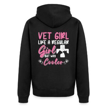 Vet Girl Like A Regular Tierarzthelferin Tierarzt - Unisex Premium Bio Zip Hoodie - Schwarz - Hinten - Nico (187cm)