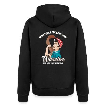 Multiple Sclerosis Warrior It's Not For The Weak - Unisex Premium Bio Zip Hoodie - Schwarz - Hinten - Nico (187cm)