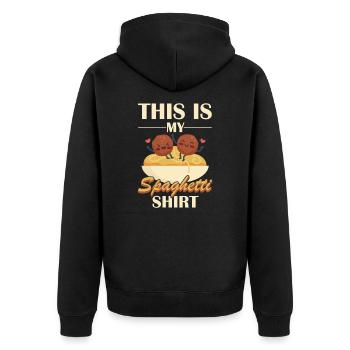 This Is My Spaghetti Shirt - Unisex Premium Organic Zip Hoodie - black - Back - Nico (187cm)