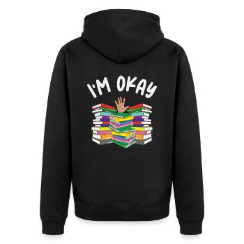 Bücherwurm Lesen Literatur Bücherei Buch - Unisex Premium Bio Zip Hoodie - Schwarz - Hinten - Nico (187cm)