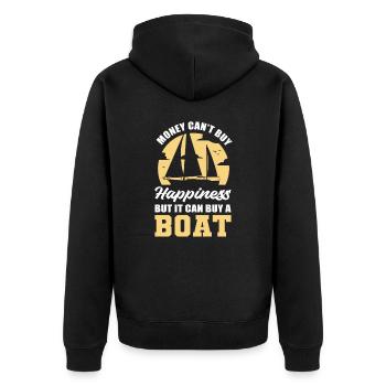 Money Can't Buy Happiness But It Can Buy A Boat - Unisex Premium Bio Zip Hoodie - Schwarz - Hinten - Nico (187cm)