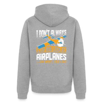 Fliegen Pilot Flugzeug Flugschule Segelflieger - Unisex Premium Bio Zip Hoodie - Grau meliert - Hinten - Nico (187cm)