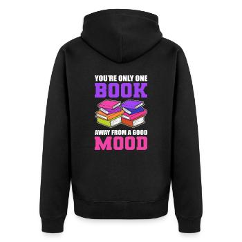 You’re Only One Book Away From a Good Mood Book - Unisex Premium Bio Zip Hoodie - Schwarz - Hinten - Nico (187cm)
