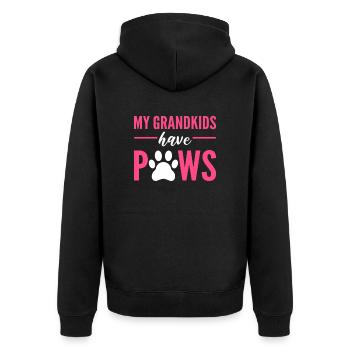 Mes petits-enfants ont des pattes Chien Grand-mère Grand-chien - Veste à capuche bio Premium Unisexe - noir - Dos - Nico (187cm)