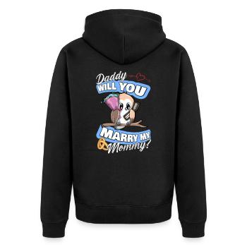 Offre de mariage Papa épouseras-tu ma maman - Veste à capuche bio Premium Unisexe - noir - Dos - Nico (187cm)