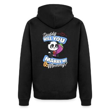 Offre de mariage Papa épouseras-tu ma maman - Veste à capuche bio Premium Unisexe - noir - Dos - Nico (187cm)