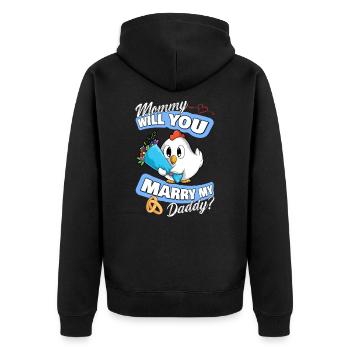 Offre de mariage maman épouseras-tu mon papa - Veste à capuche bio Premium Unisexe - noir - Dos - Nico (187cm)