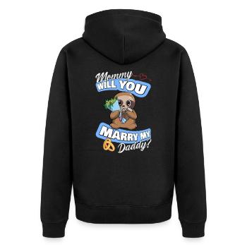 Offre de mariage maman épouseras-tu mon papa - Veste à capuche bio Premium Unisexe - noir - Dos - Nico (187cm)