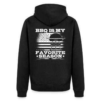 Grillen Grill BBQ Griller Koch Fleisch Grillieren - Unisex Premium Bio Zip Hoodie - Schwarz - Hinten - Nico (187cm)