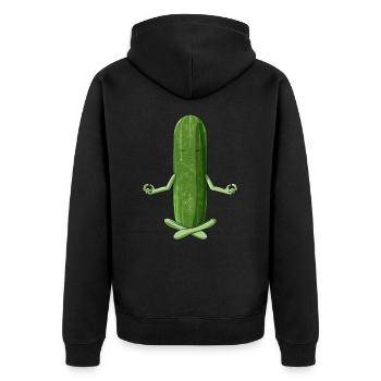 Lustiges Yoga Gemüse Meditierende Gurke - Unisex Premium Bio Zip Hoodie - Schwarz - Hinten - Nico (187cm)