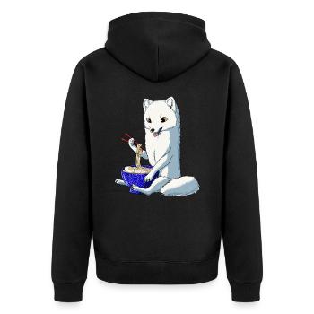 Japanischer Schneefuchs Ramen Nudeln Polarfuchs - Unisex Premium Bio Zip Hoodie - Schwarz - Hinten - Nico (187cm)