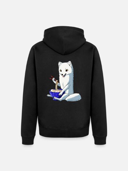 Japansk sne ræv Ramen nudler arktisk ræv - Premium økologisk unisex-hættejakke - sort