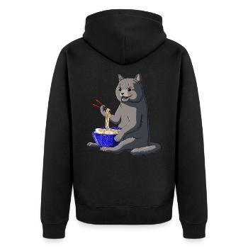 Japanische Ramen Nudeln Britisch Kurzhaar Katze - Unisex Premium Bio Zip Hoodie - Schwarz - Hinten - Nico (187cm)