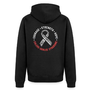 Courage Strength Hope Ehlers-Danlos Syndrome EDS - Unisex Premium Organic Zip Hoodie - black - Back - Nico (187cm)