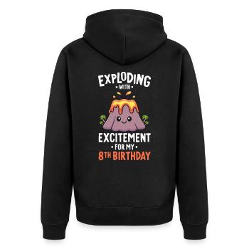Vulkan Geburtstagsparty 8. Geburtstag 8 Jahre alt - Unisex Premium Bio Zip Hoodie - Schwarz - Hinten - Nico (187cm)