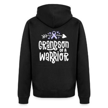 Grandson Of A Warrior - Unisex Premium Organic Zip Hoodie - black - Back - Nico (187cm)