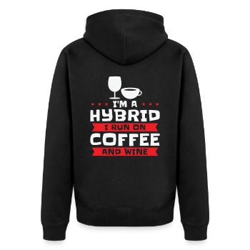 Coffee Wine Hybrid Alcohol Coffee Addict - Unisex Premium Organic Zip Hoodie - black - Back - Nico (187cm)