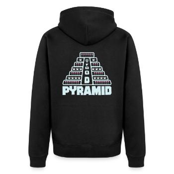 Lebensmittelpyramide Kaffee Wein Trinken - Unisex Premium Bio Zip Hoodie - Schwarz - Hinten - Nico (187cm)