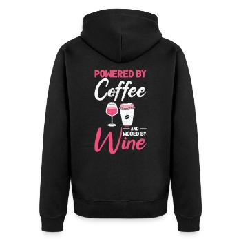 Buveur de vin de café Buveur de vin caféiné - Veste à capuche bio Premium Unisexe - noir - Dos - Nico (187cm)