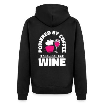 Buveur de vin de café Buveur de vin caféiné - Veste à capuche bio Premium Unisexe - noir - Dos - Nico (187cm)