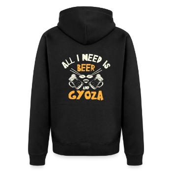 Gyoza Knödel Asiatisch Essen Foodie Trinken - Unisex Premium Bio Zip Hoodie - Schwarz - Hinten - Nico (187cm)