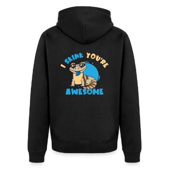 Herpetologie Skink Eidechse Wildtiere Reptilien - Unisex Premium Bio Zip Hoodie - Schwarz - Hinten - Nico (187cm)
