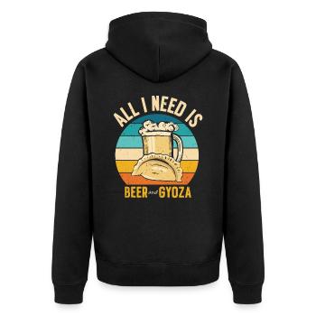 Gyoza Knödel Asiatisch Essen Foodie Trinken - Unisex Premium Bio Zip Hoodie - Schwarz - Hinten - Nico (187cm)
