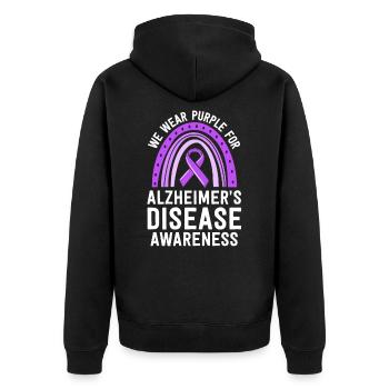We Wear Purple Alzheimers Disease Awareness - Unisex Premium Organic Zip Hoodie - black - Back - Nico (187cm)