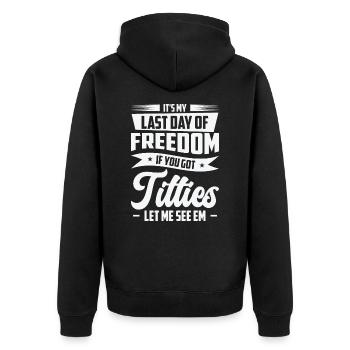 Bachelor Drinking Freedom Titties Bachelor Party - Unisex Premium Organic Zip Hoodie - black - Back - Nico (187cm)