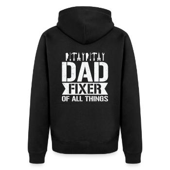 Dad Carpenter Woodworker Woodworking - Unisex Premium Organic Zip Hoodie - black - Back - Nico (187cm)
