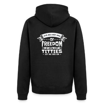 Bachelor Drinking Freedom Titties Bachelor Party - Unisex Premium Organic Zip Hoodie - black - Back - Nico (187cm)
