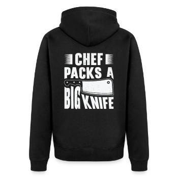 Chef Grand Couteau Coupant des repas de cuisson - Veste à capuche bio Premium Unisexe - noir - Dos - Nico (187cm)