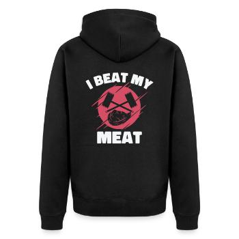 Chefkoch Kulinarisch Fleischliebhaber Kochen - Unisex Premium Bio Zip Hoodie - Schwarz - Hinten - Nico (187cm)