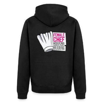 Weiblicher Chefkoch Kochen Mahlzeiten - Unisex Premium Bio Zip Hoodie - Schwarz - Hinten - Nico (187cm)