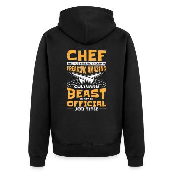 Chef Beast Culinary Art Cooking Baking Meals - Unisex Premium Organic Zip Hoodie - black - Back - Nico (187cm)