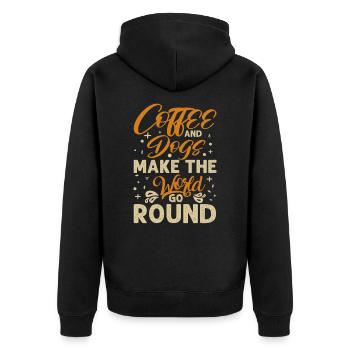 Coffe and Dogs Dogfather Dog Daddy Dog Mom Dog - Unisex Premium Organic Zip Hoodie - black - Back - Nico (187cm)