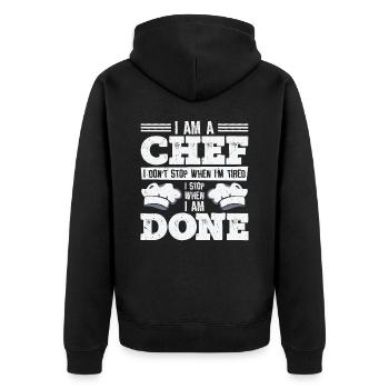 Chef Cuisine Repas Chefs culinaires - Veste à capuche bio Premium Unisexe - noir - Dos - Nico (187cm)