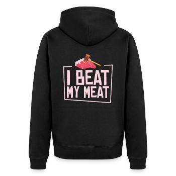 Chefkoch Kulinarisch Fleischliebhaber Kochen - Unisex Premium Bio Zip Hoodie - Schwarz - Hinten - Nico (187cm)