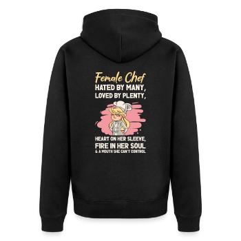 Weiblicher Chefkoch Kochen Mahlzeiten - Unisex Premium Bio Zip Hoodie - Schwarz - Hinten - Nico (187cm)