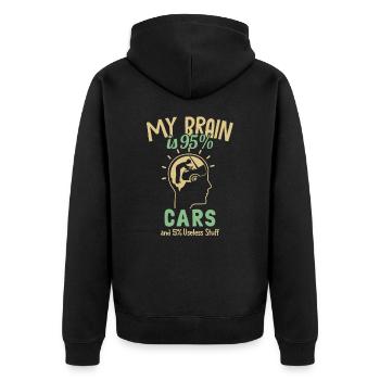 My Brain is 95% Cars Vendeur de voitures Maître - Veste à capuche bio Premium Unisexe - noir - Dos - Nico (187cm)