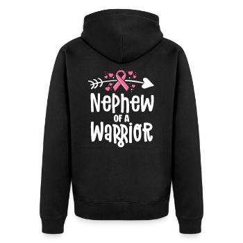 Newphew Of A Warrior Family Breast Cancer Shirts - Unisex Premium Organic Zip Hoodie - black - Back - Nico (187cm)