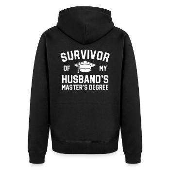 Survivor Of My Husbands Diplôme de maîtrise - Veste à capuche bio Premium Unisexe - noir - Dos - Nico (187cm)