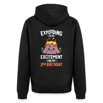 Volcano Geburtstagsparty 2. Geburtstag 2 Jahre alt - Unisex Premium Bio Zip Hoodie - Schwarz - Hinten - Nico (187cm)