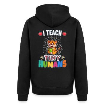 J’enseigne à Tiny Humans enseignant à l’école primaire - Veste à capuche bio Premium Unisexe - noir - Dos - Nico (187cm)