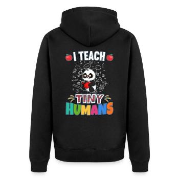 I Teach Tiny Humans Elementary School Teacher - Unisex Premium Organic Zip Hoodie - black - Back - Nico (187cm)