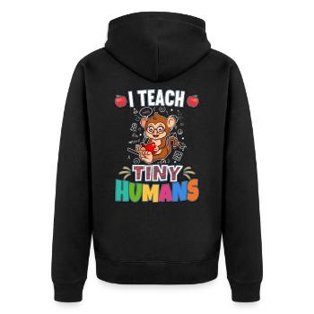 I Teach Tiny Humans Elementary School Teacher - Unisex Premium Organic Zip Hoodie - black - Back - Nico (187cm)