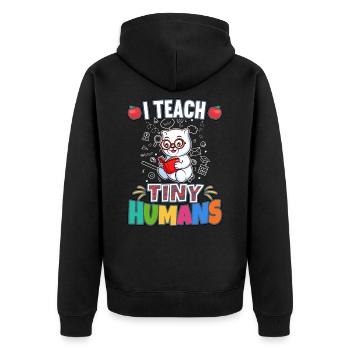 J’enseigne à Tiny Humans enseignant à l’école primaire - Veste à capuche bio Premium Unisexe - noir - Dos - Nico (187cm)